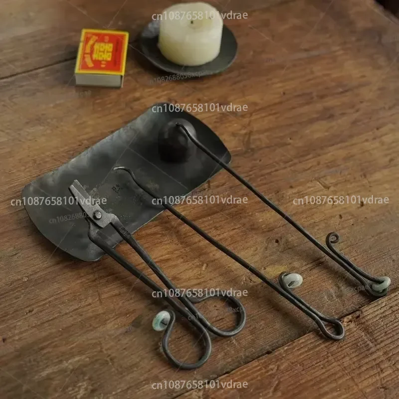 Wuji hand-forged wrought iron candle tool white jade series tool set candle wick cut hook candle bell