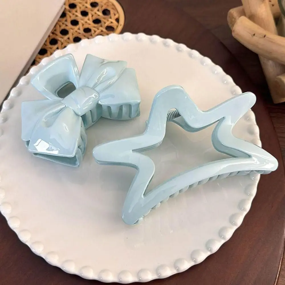 

Милая заколка для волос с бантиком и пятиконечной звездой, акриловая заколка желейного цвета, заколка в виде акулы для женщин, аксессуары для волос