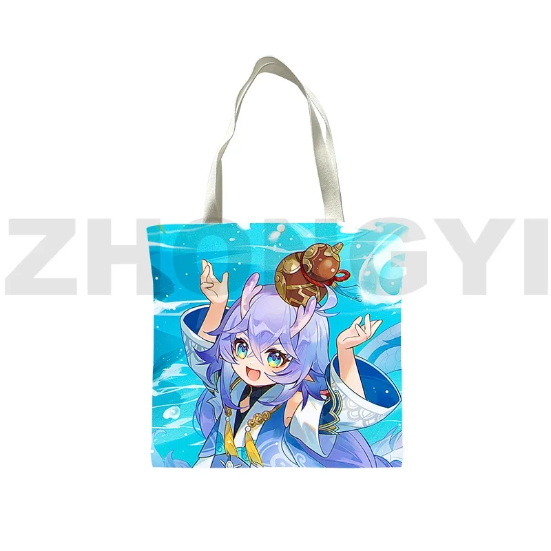 Cute Cartoon Honkai Impact 3rd Game Shopping Bag Reusable Canvas Tote Bag Girl Anime Handbags Large Shoulder Bag Supermarket Bag