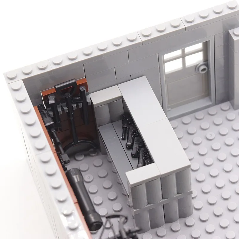 169Pcs Military Base Armorystation Swat Police Equipment Building Blocks Set Tactical Gear Storage Box Bricks Toys For Kids