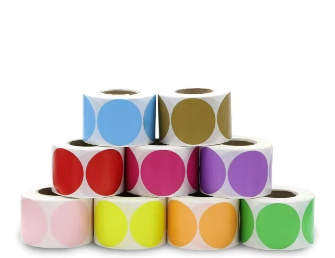 600-Pack 2-Inch Thermal Color Dot Stickers - Round Coding Labels on Self-Adhesive Roll