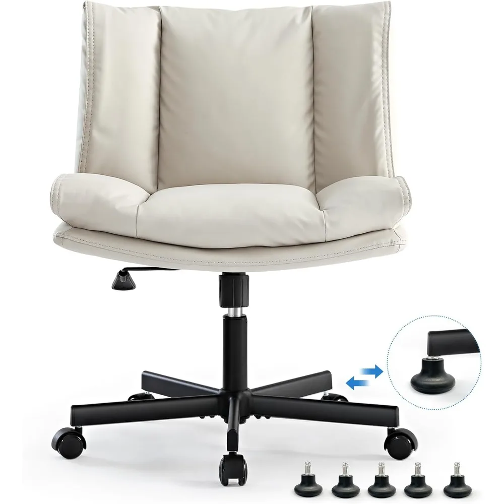 كرسي متقاطع مع عجلات، كرسي مكتب بدون ذراع متقاطع الأرجل، كرسي مهام كمبيوتر حديث قابل للتعديل بارتفاع دوار #1