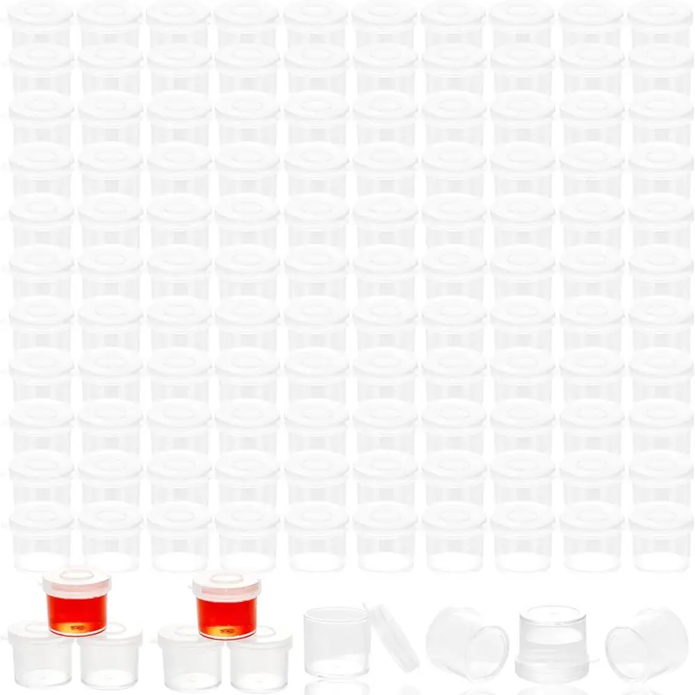 

120 Pack Empty Paint Pots with Lids Small Paint Cups Plastic Mini Painting Cup Arts Crafts Storage Containers for Painting DIY C