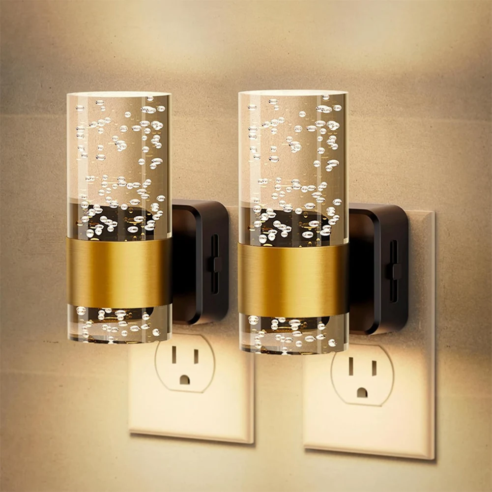 

2pc Plug into Wall Night Light with Automatic Light Sensor Adjustable Brightness Atmosphere Wall Light for Bathroom Hallway Deco