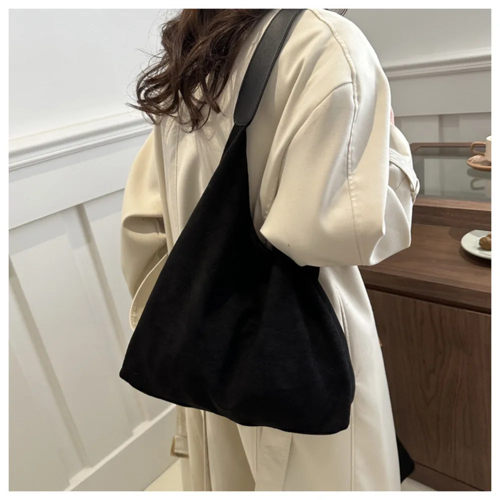 Retro Matte Large Capacity Bags Girls Autumn/Winter Shoulder Bag Women Commuting Tote Bag Solid Color Simple Casual Armpit Bag