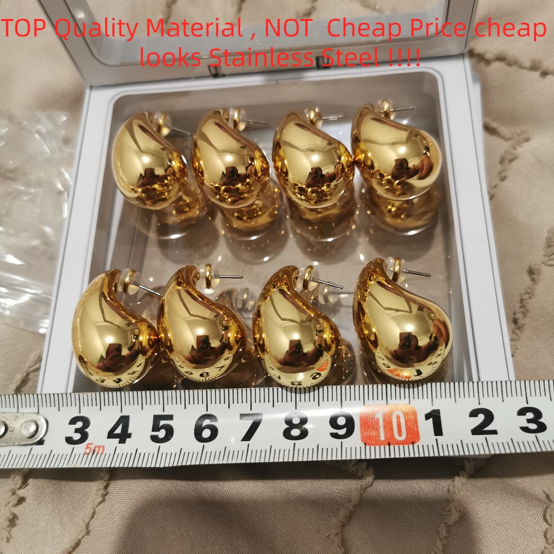 Brass Water Drop Half Empty Stud Earrings Women Jewelry Punk Party T Show Gown Runway Trendy  Korean Japan Israel  Style INS