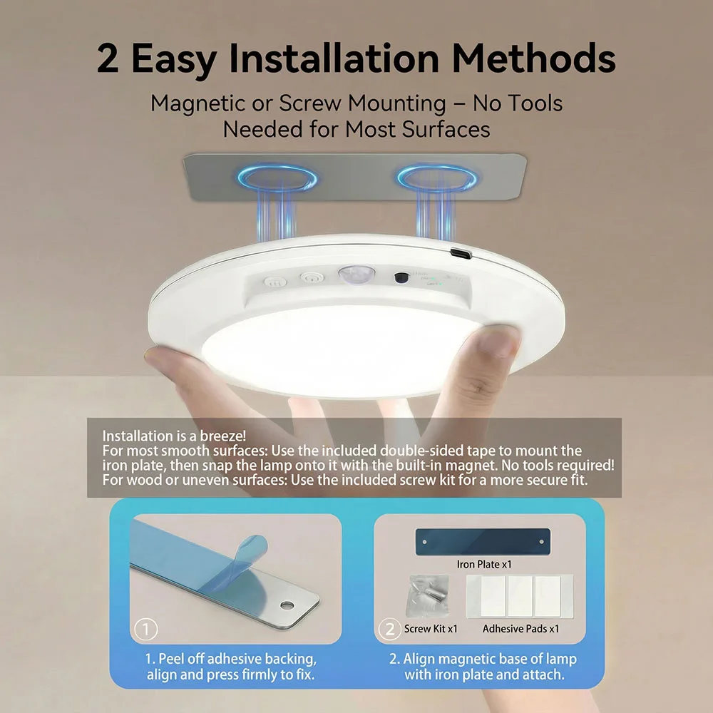 Wireless Wall Lamp Motion Sensor Ceiling Light USB Type-C Rechargeable Magnetic Lamp Remote LED Night Light For Kitchen Coatroom image 6