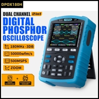 FNIRSI DPOX180H Handheld Digital Phosphor Oscilloscope 2 in 1 Signal Generator 180MHz -3DB Analog Bandwidth 500MSPS XY Mode ZOOM