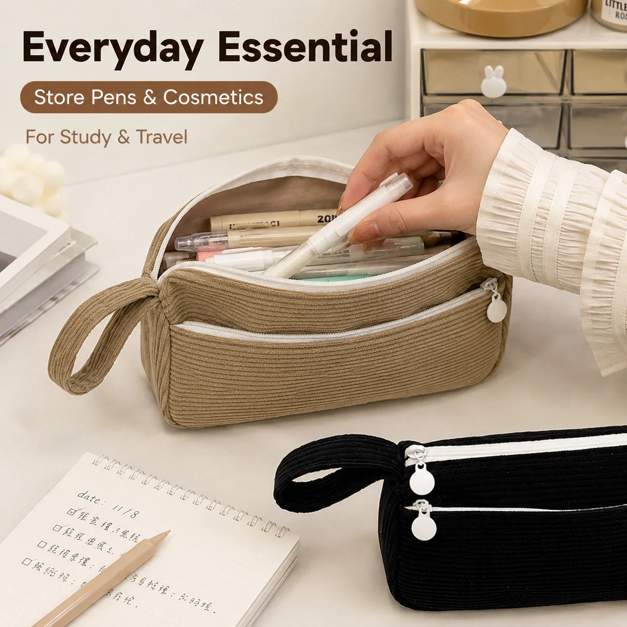 Corduroy Pencil Case Double Zi - Pencil Case Large review and price
