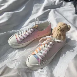 Comemore damskie buty zmieniające kolor na płótnie modne modne buty na wysokim narzutka z koronki na pokład śliczne Kawaii Casual adidasy do biegania