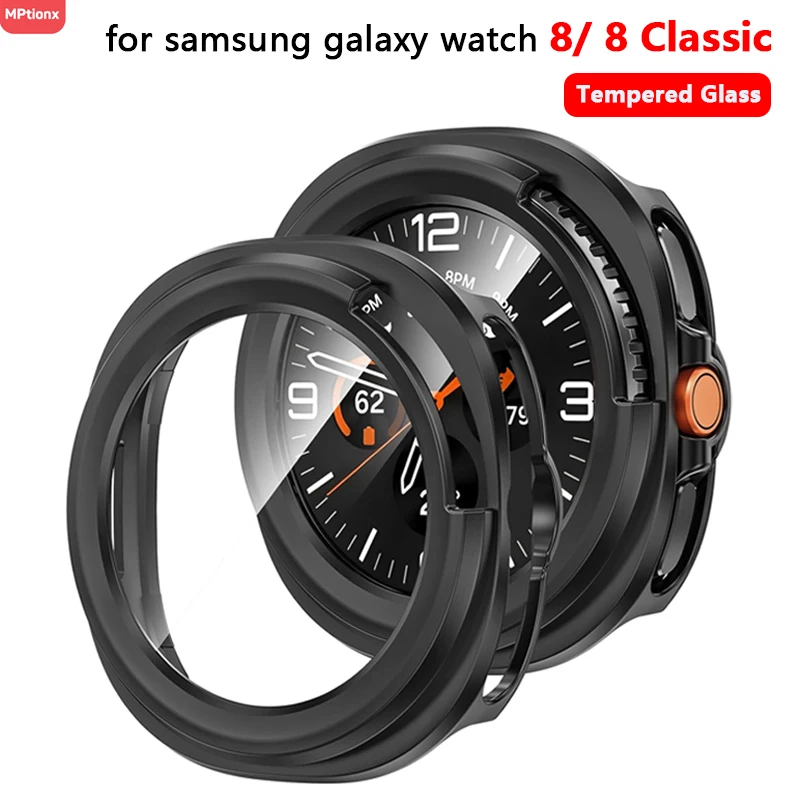 

Tempered Glass+PC Cover for Samsung Galaxy Watch 8 44mm 40mm Screen Protector Bumper Protective Case for Galaxy Watch 8 classic