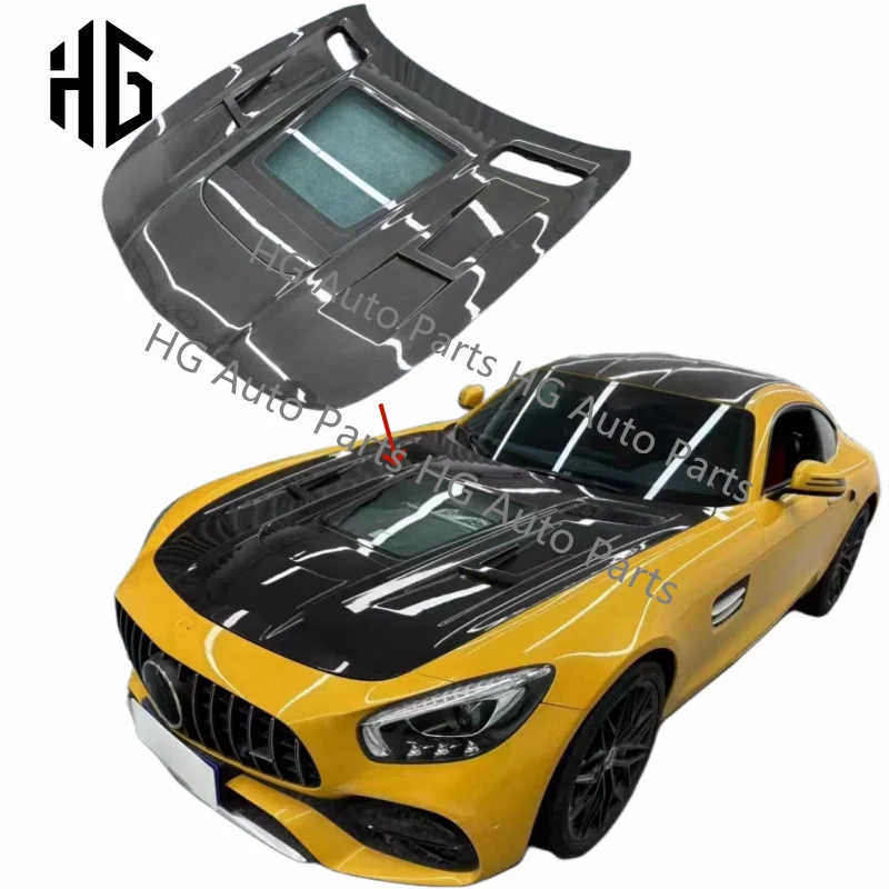 Good Quality Carbon Fiber Transparent Engine Cover IMP Style Front Hood For Mercedes Benz AMG GT GTC GTS Car Bumper Bonnet Cover