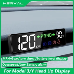 Herval HUD-Lên Màn Hình Cho Mẫu Tesla Model 3 Mẫu Y Đầu Chuyên Dụng-Lên Màn Hình Hiển Thị Đồng Hồ Tốc Độ Cho Tesla xe Hơi Điện Tử Phụ Kiện