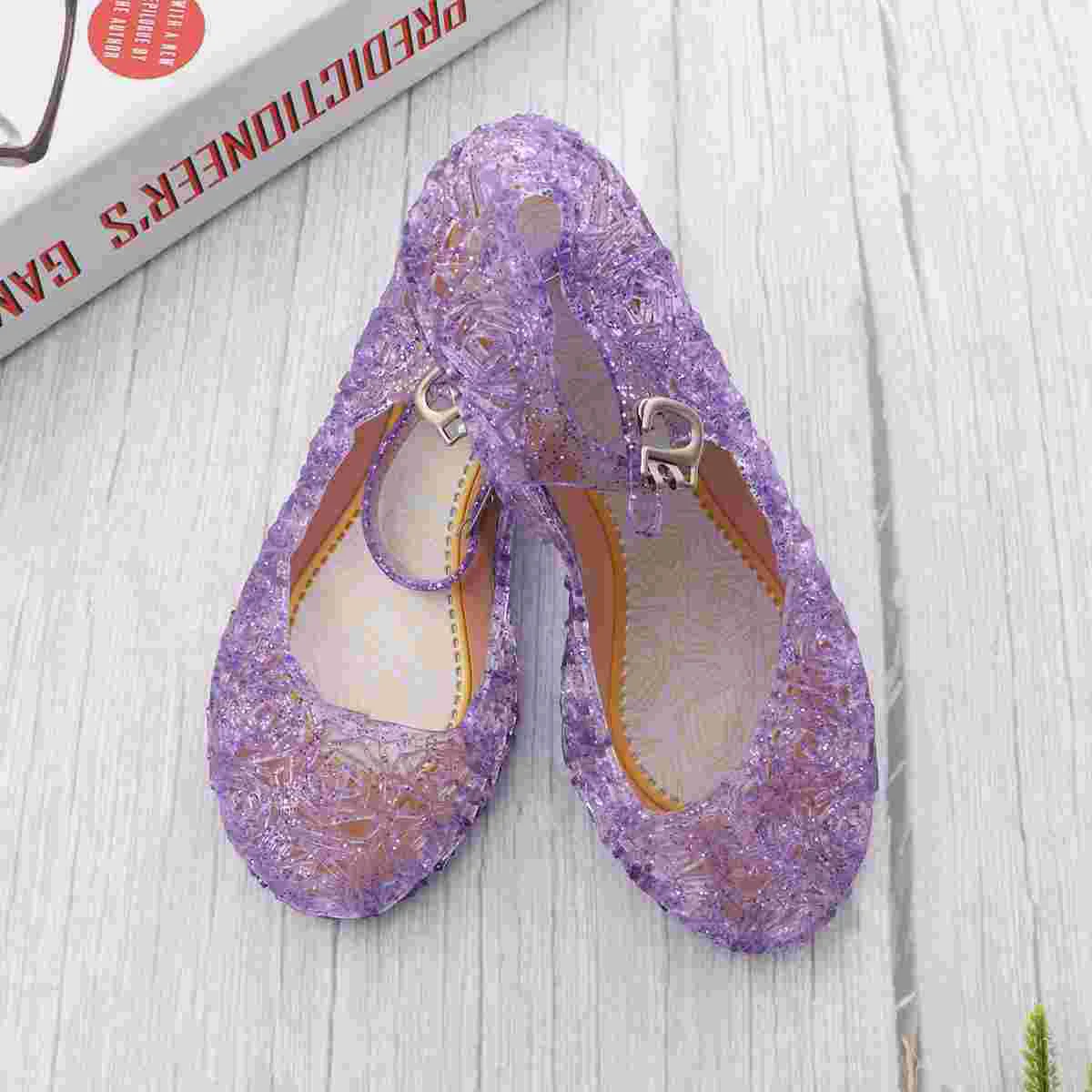 

1 Pair Beautiful Sandals Jelly Color Plastic Sandals Little Girls Shoes for Chirldren Size 25 Purple