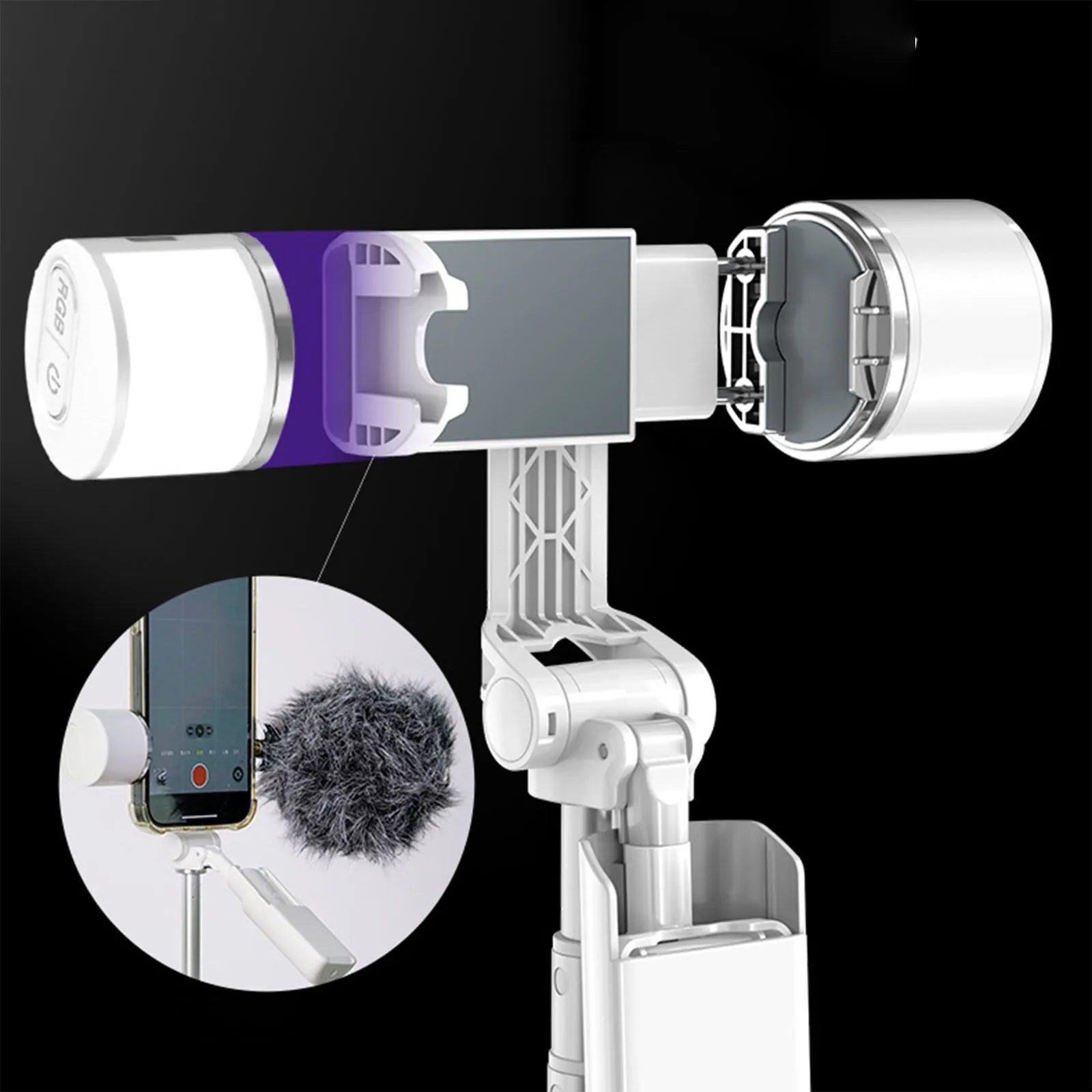 Штатив для селфи с Rgb-подсветкой, выдвижная лампа для Vlog, беспроводной штатив с Bluetooth и держателем для телефона для iPhone 14, 13, 12