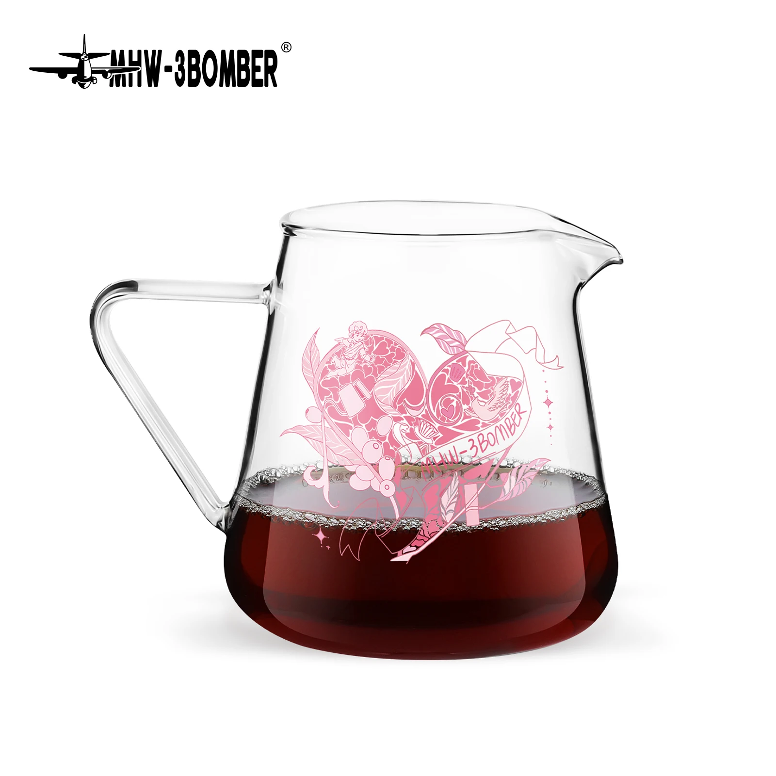 MHW-3BOMBER Glass Coffee Pot Dripper Pour Over Coffee Maker 500ml Glass Coffee Server Drinks Dispenser Valentine's Day Gift