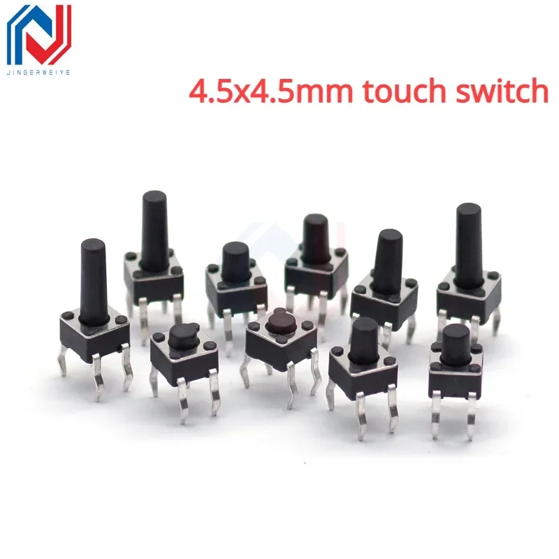 

50pcs Size 4.5 X4.5mm Touch Switch 4.5*4.5*3.5-10mm Pin Vertical Micro Motion Button Micro Button PCB Panel Keypad Button Switch