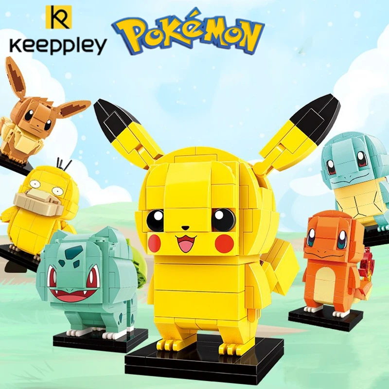 

keeppley Pikachu Eevee building blocks Pokémon peripherals Charmander Squirtle model Kawaii birthday gift children's toys