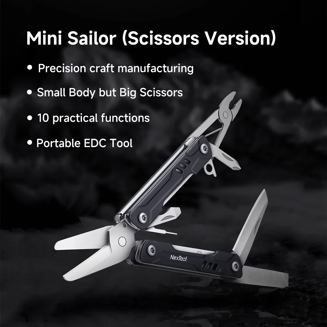 Imagem -03 - Nextool-mini Sailor Scissors Multitools Hand Alicate Tools Mini Pocket Folding Knife Arquivo Sim Card Pin Needle 10 em Versão Edge