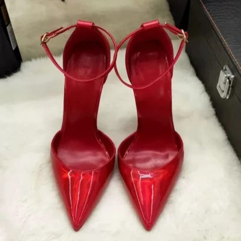 Yuejinlong Women Pointed Toe Sandals 12CM Super Thin Stiletto Heels Glitter Decor Nightclub Party Fashion Dress Footwear