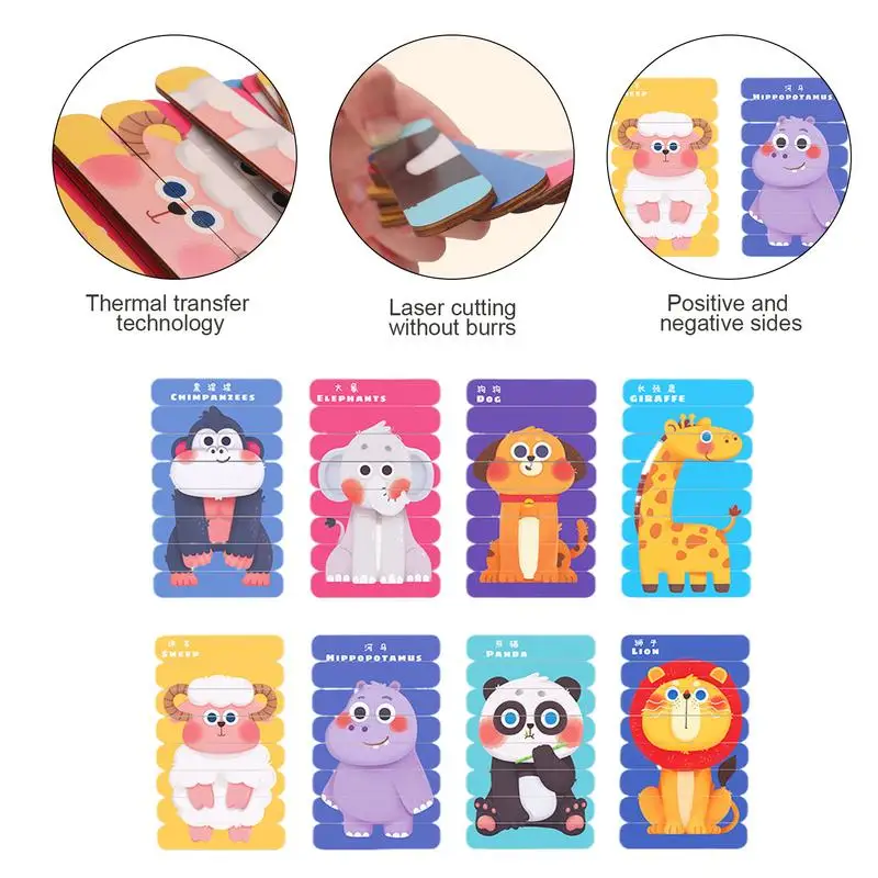 8PCS Puzzle di apprendimento educativo Giocattolo Ordinamento dei colori degli animali Gioco di abbinamento Puzzle in età prescolare Attività di apprendimento Giocattoli per bambini Età