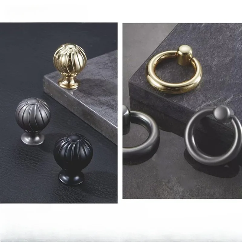 Modern simple zinc alloy solid electroplated single hole/suspended ring drawer cabinet shoe cabinet bedside cabinet door small