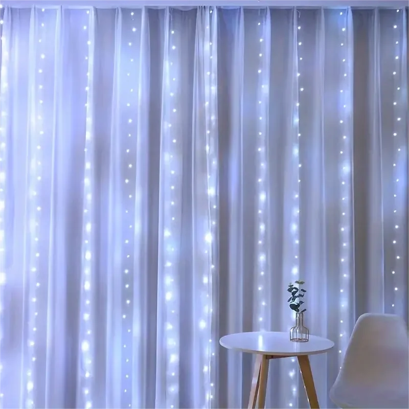 1 PC LED Curtain Lights Warm Fairy String Festival Rainbow Window Lamp Home Bedroom Wedding Christmas Decoration