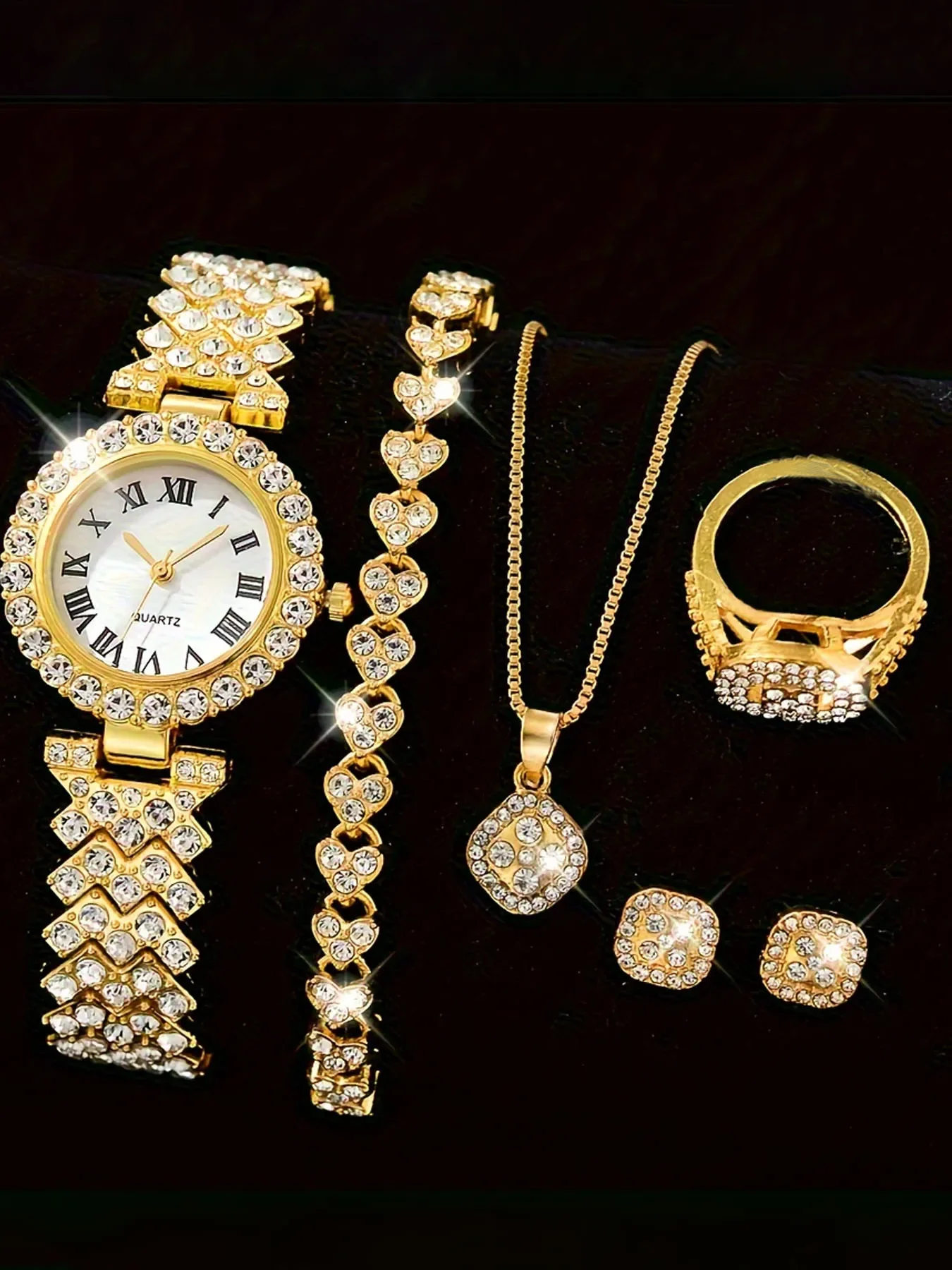 

Набор из 6 изысканных и универсальных женских часов, модные кварцевые часы, повседневные часы со стальным браслетом, набор женских часов.