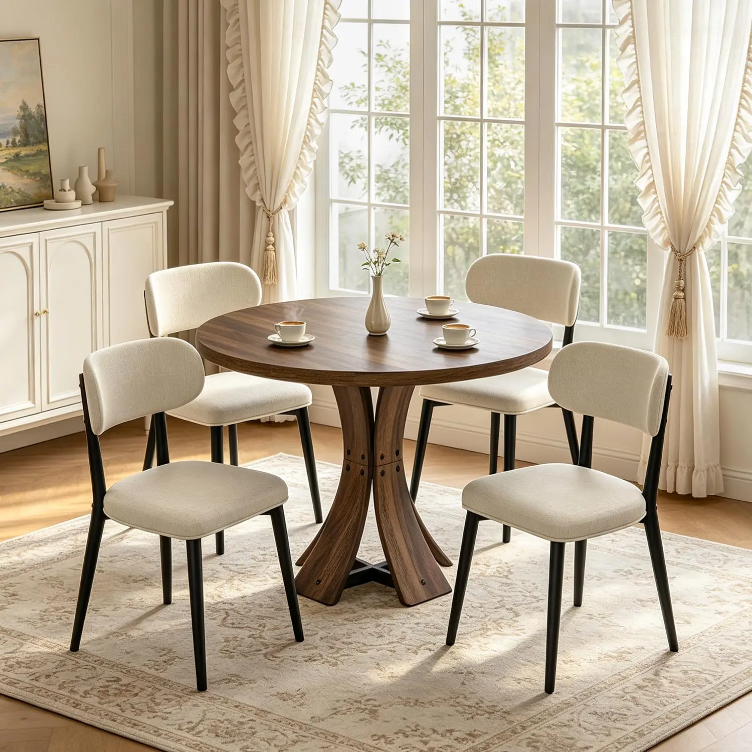 Modern Dining Chairs Set for 4, Upholstered Fabric Kitchen Dining Chair Set