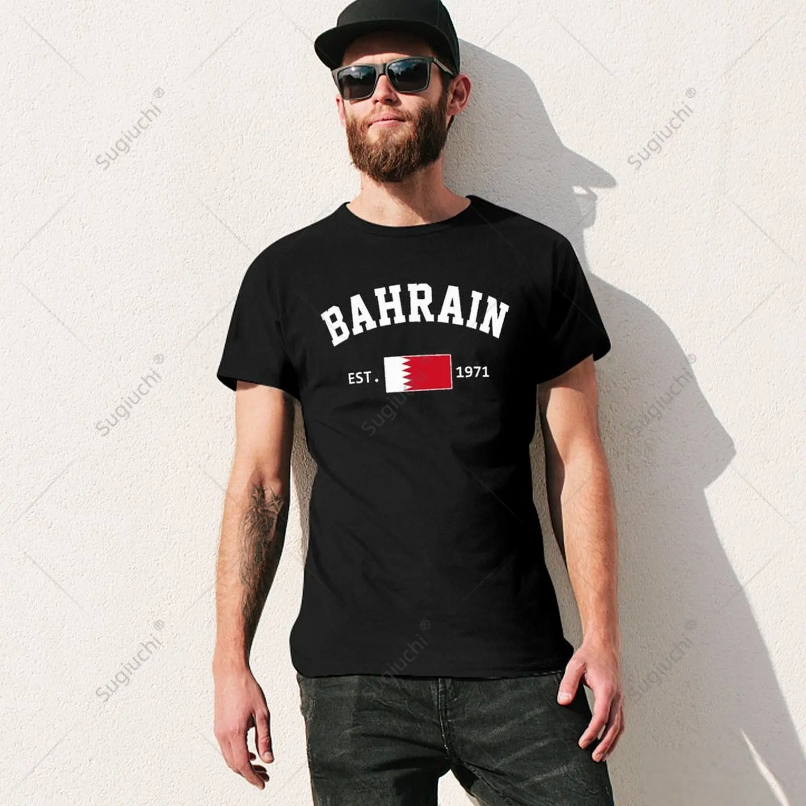 Unisex Men Bahrain EST.1971 Independence Day Tshirt Tees T Shirts Women Boys 100% Cotton T-Shirt