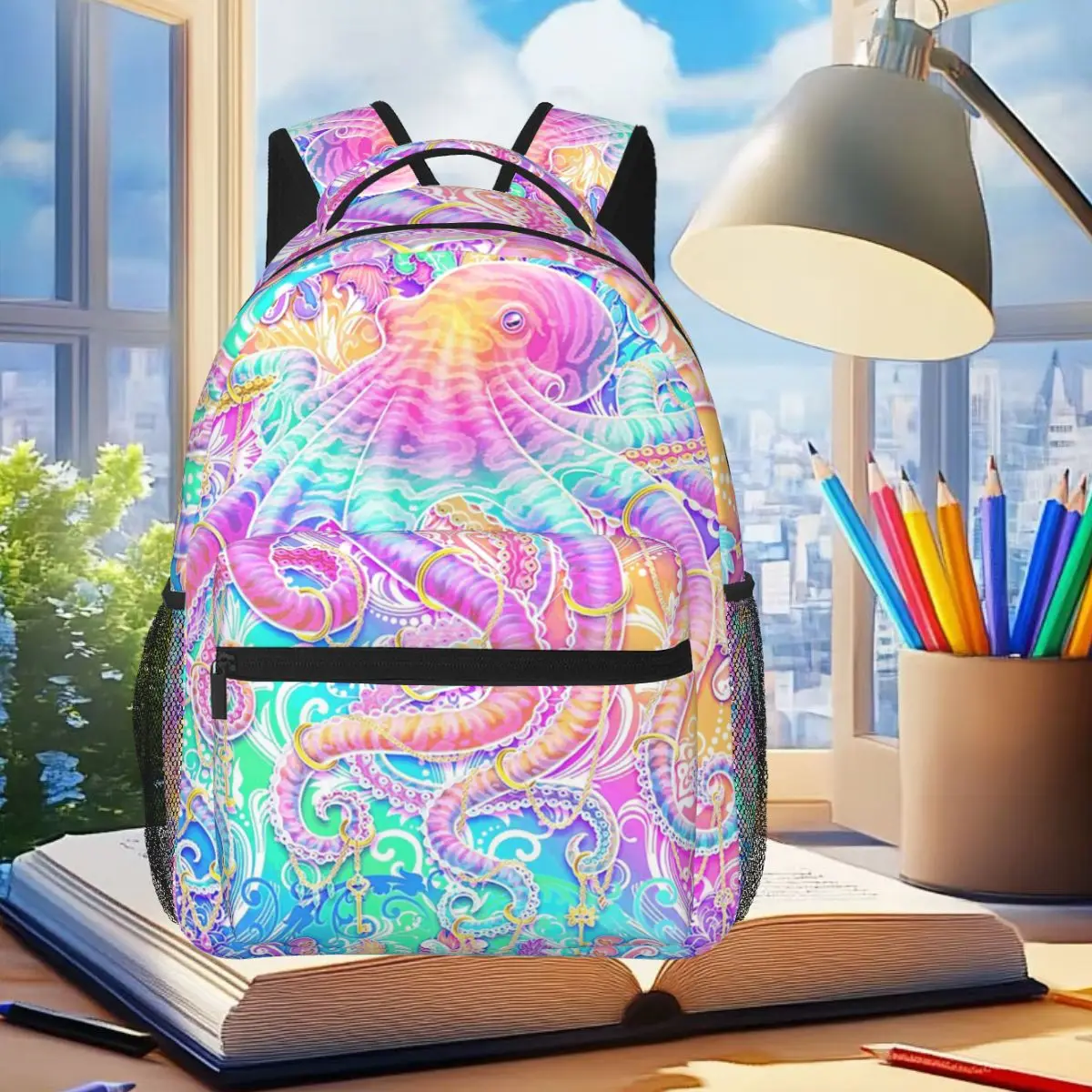 

Harajuku Pastel Octopus Student Backpack School Bag Hiking Travel Daypack for Boys Girls Fashion Bookbag Shoulder Bags