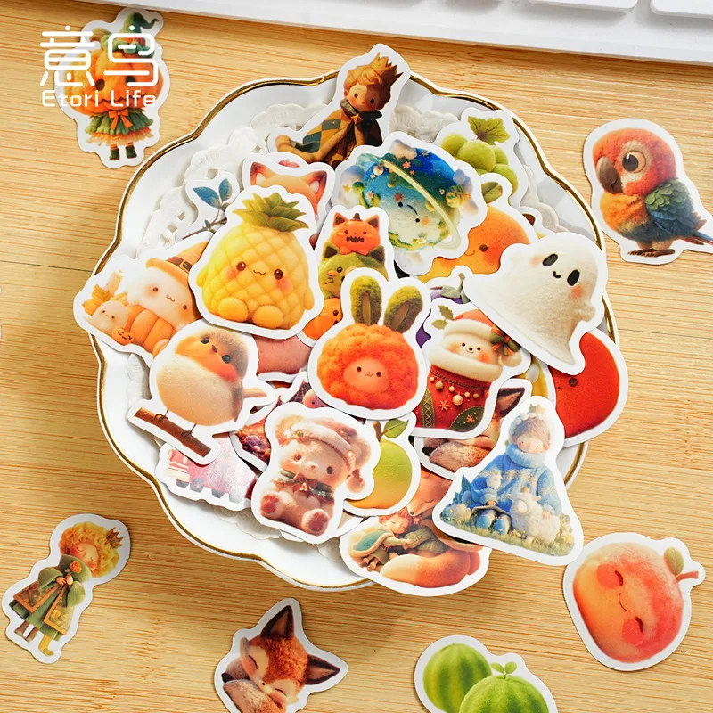 40 Pcs/box Vintage Journaling Sticker Set Kawaii Animals Labels DIY Stickers for Art Craft Scrapbooking Planner Journal Album