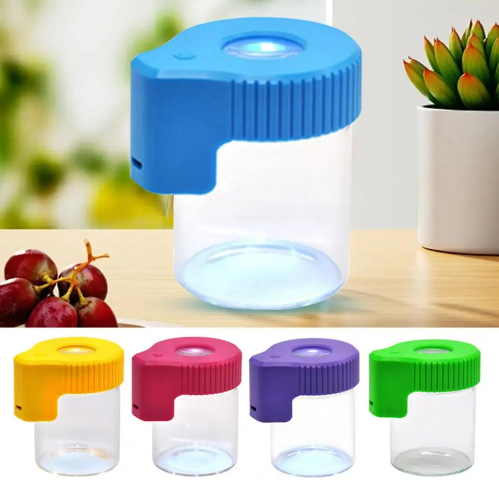 Sealed Storage Jar with Magnifying Glass Rechargeable Light Storage Container Rechargeable Led Glass Jar with Airtight Seal