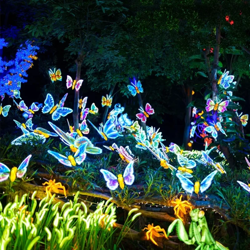Eco-Friendly Solar Powered LED Butterfly Garden Lights Home Landscape Decoration for Christmas Halloween Animal Decor for