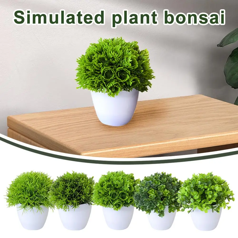 Artificial Bonsai Plants Small Tree Grass Plants Pot Living Plant Room Tabletop Fake Bonsai Ornament Decor Decoration Lands R9H5