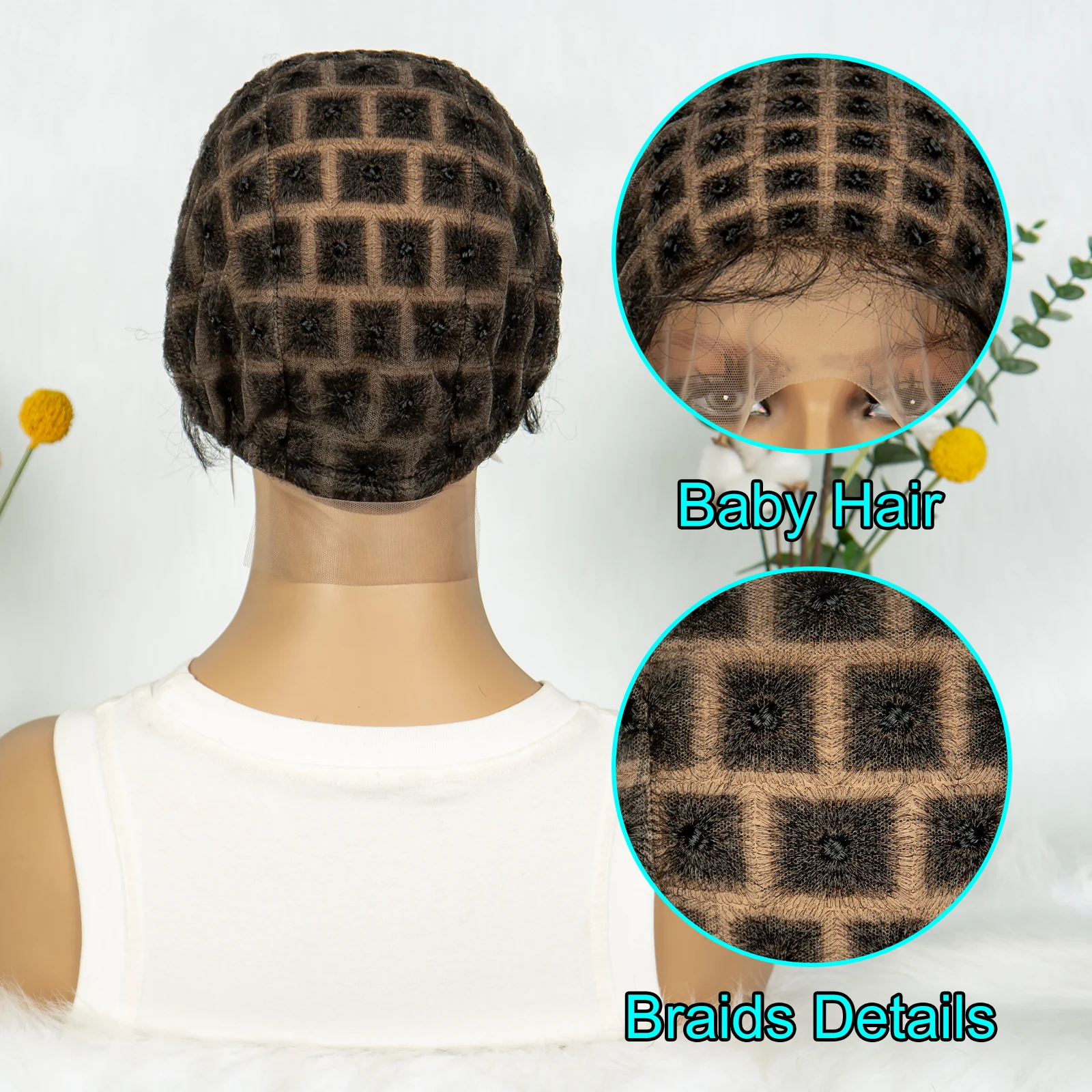 Kima Pre-parting Hair Braiding Mesh Cap for Crochet Braids Add-in Boho With Baby Hair for Braided Wig