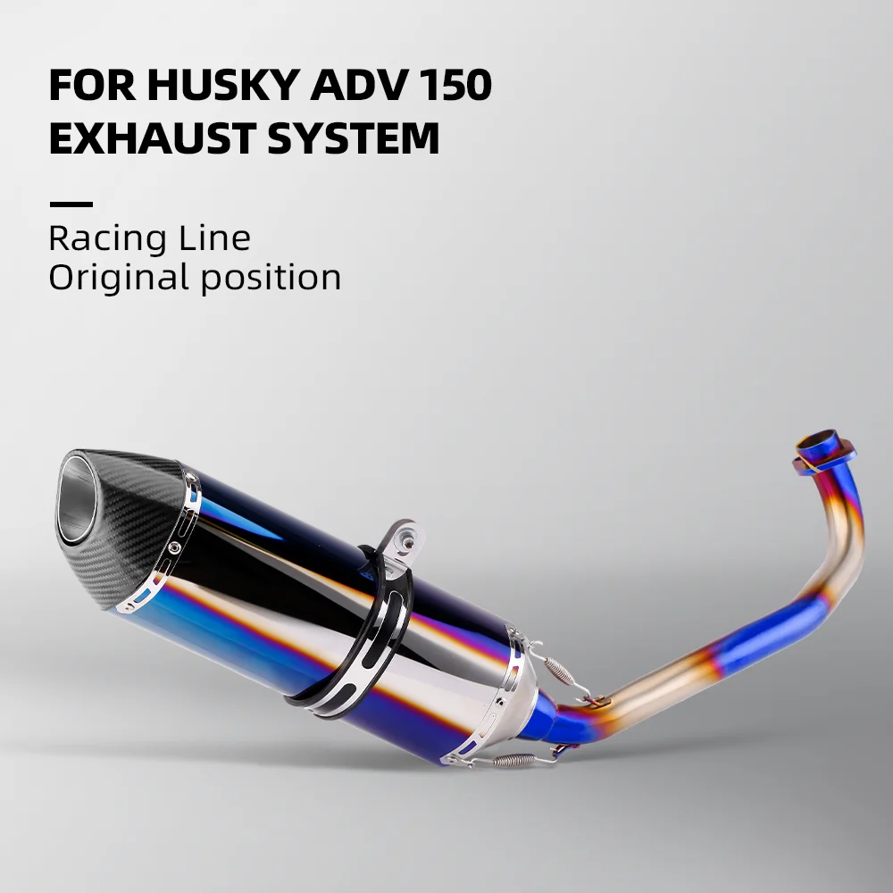 Motorcycle Exhaust Pipe High Quality Semi-Blue Tail End Carbon Fibre Muffler For HUSKY ADV 150 Exhaust System Upgrade Kit