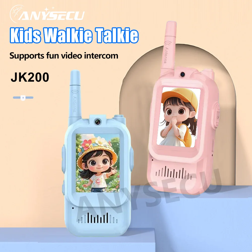 Kids Video Walkie Talkie 2 Pack, 2 Inch Screen, One-Click Call, 400m Range, Rechargeable, Voice Changer, Gift for Ages 3-12