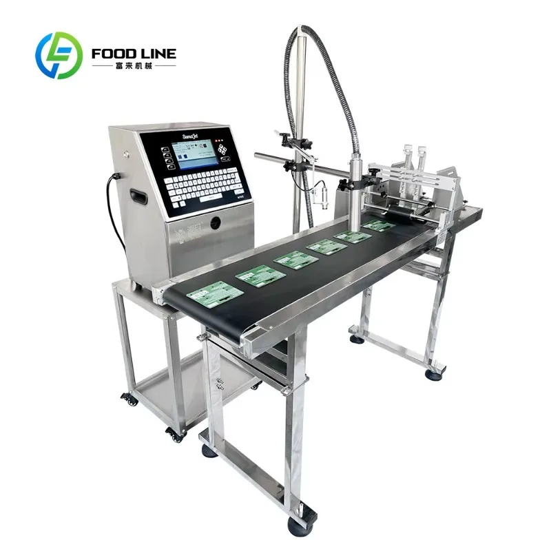 Custom Made Automatic Small Character  Batch Code Expired Date Inkjet Printing Coding Machine with Conveyor Belt