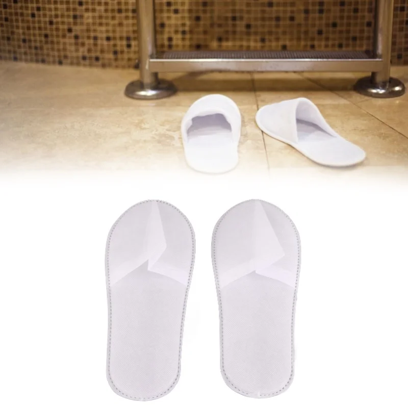 50 زوجًا من النعال المحمولة للجنسين غير القابلة للانزلاق للاستعمال مرة واحدة للمنزل والمنتجعات الصحية وحفلات الضيوف (3 مم لوح أبيض غير منسوج) #3