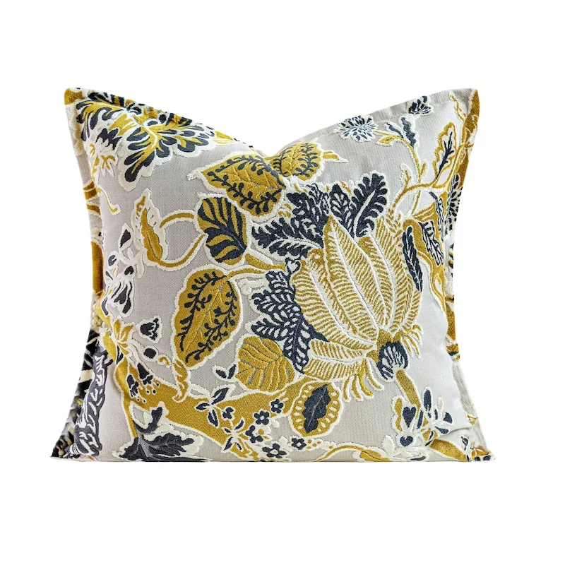 Gold Black Flora Pillows Luxury Retro Cushion Case Country Style Decorative Pillow Cover For Sofa Chair Home Decorations