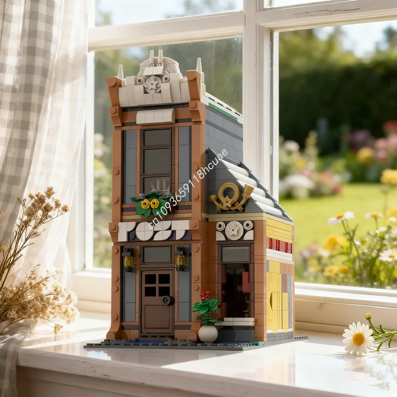 

1208 шт. MOC почтовый офисный альтернативный дизайн, набор моделей зданий, рождественские подарки, блоки, архитектура, креативная игрушка, идея, кирпич для детей