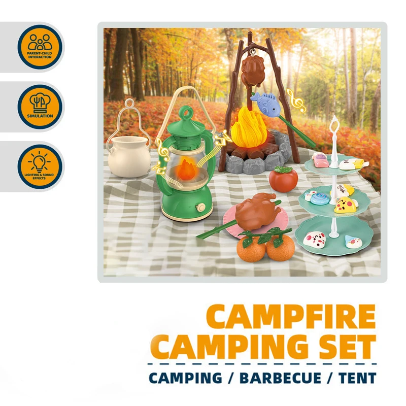 Kids Camping Tent Set Baby Playground Miniature Foods Children's Tent House Indoor Outdoor Parent-Child Interactive Game Toys view 4