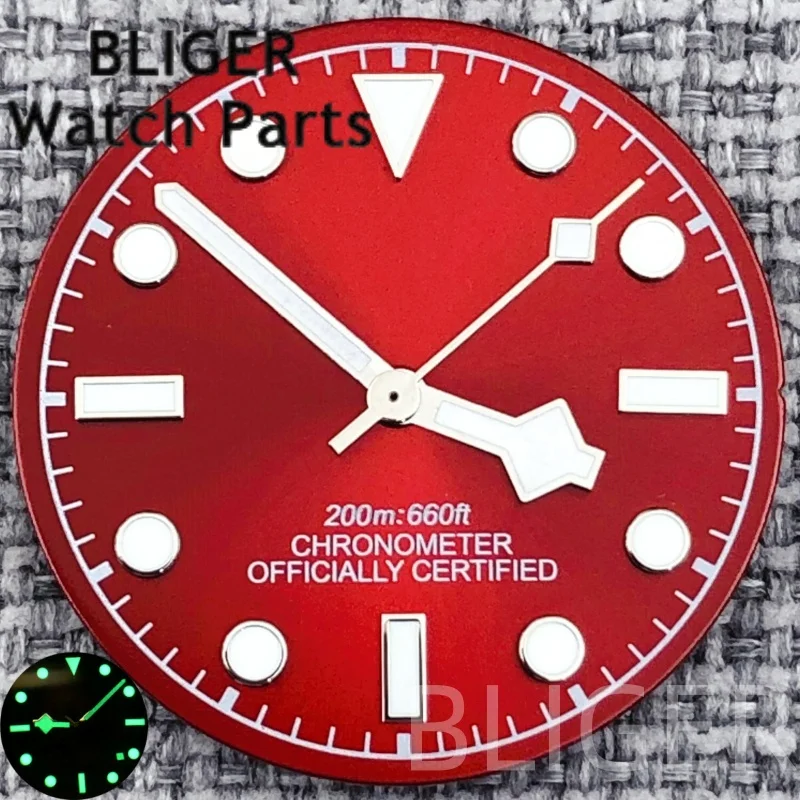 

BLIGER 29mm Wine Red Sunberst Sterile Vintage Watch Dial Snowflake Hand C3 Luminous Fit NH34 NH35 NH36 ETA2824 PT5000 Movement