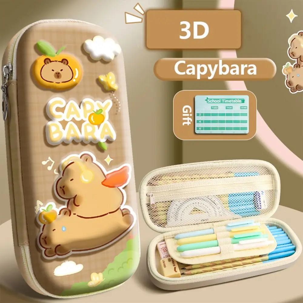 

Пенал с рисунком капибары/панды/астронавта, 3D большой емкости, органайзер для канцелярских принадлежностей, водонепроницаемая сумка для ручек, подарок