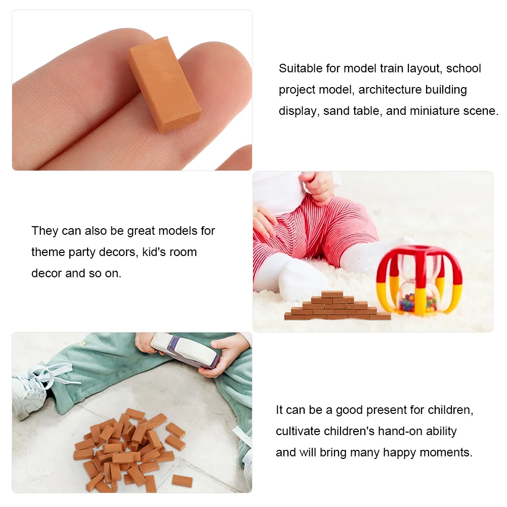 

200Pcs Mini Bricks Simulation DIY Sand Table Landscaping Micro Landscape Brick Decorative Supplies Miniature Bricks