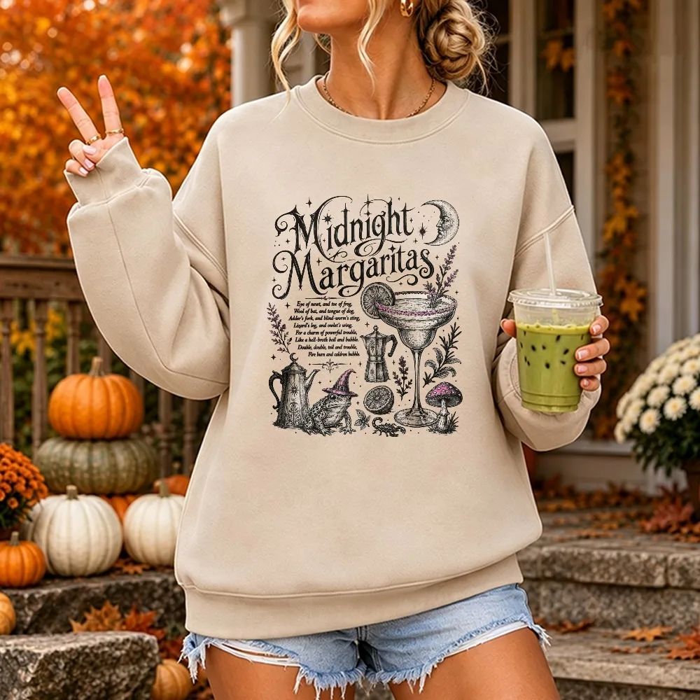Vintage Midnight Margaritas Pullovers Practical Magic Crewneck Retro Halloween Movie Shirt Girls Spooky Season Gift Witchy Shirt