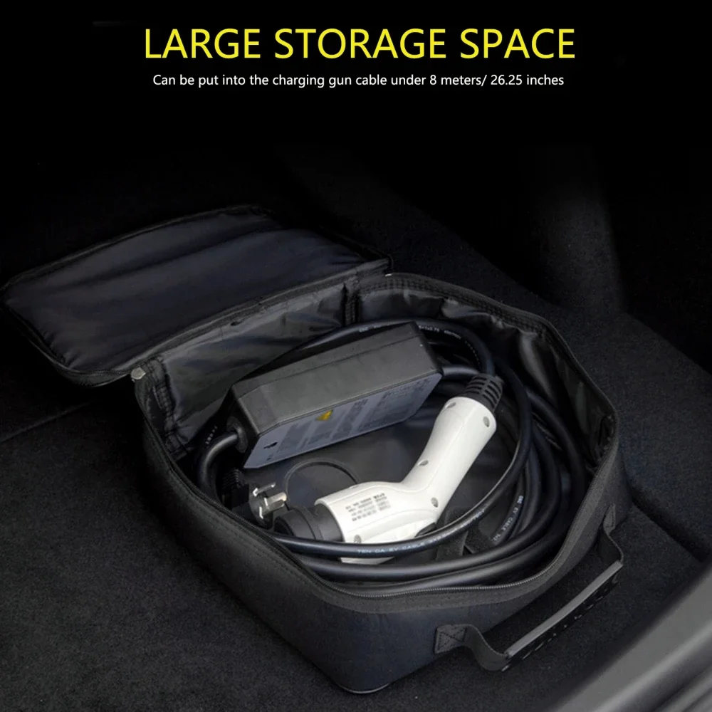 EV Charger Storage Carry Bag Waterproof Fire Retardant Charging Equipment Container for Electric Vehicle Charging Cables Plugs