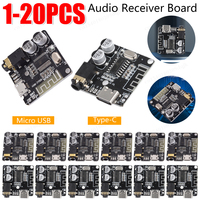 1-20pcs Audio Receiver Board Bluetooth 5.0 MP3 Lossless Decoder Board 3.7-5V AUX Type-C Wireless Stereo Music Module For DIY Kit