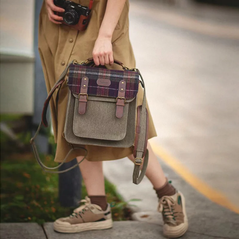 Vintage Camera Bag For Fujifilm X-T5 Mirrorless X-S10 Canon M50 Retro Photography Backpack SLR Camera Shoulder Bag